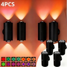 Motion Sensor Night Light Wall Lamp With USB Type-C Charging Ultra Long Battery Life Magnetic Mount Colorful Neon Colors Change For Bedroom Bathr (Option: Black4PCS)