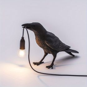 Raven Table Lamp Birds Desk Lamp Resin Crow Wall Sconce Creative Night Light Modern Art Fixture For Living Room Bedside Bedroom Office Study Dorm (Color: BLACK)