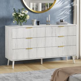 Fluted Drawer Dresser for Bedroom, Wood Storage Cabinet With Metal Handles, Modern Closet Of Drawers for Living Room (Color: White)