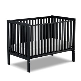 Baby Crib 5-in-1 Convertible,   Non-Toxic Finish, Simplistic Nursery Furniture (Color: BLACK)