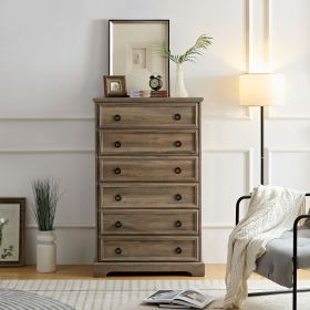 Modern 6 Drawer Dresser, Dressers for Bedroom, Tall Chest of Drawers Closet Organizers & Storage Clothes - Easy Pull Handle (Color: Gray Wash, Material: MDF)