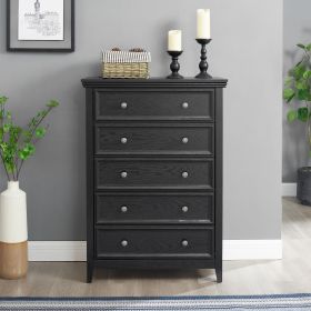 Modern 5 Drawers Dresser 5 Drawers Cabinet,Chest of Drawers Closet Organizers and Storage Clothes Storage Drawers Cabinet for Living Room (Color: BLACK, Material: MDF)
