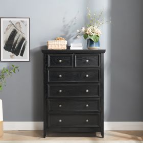 Modern 6 Drawers Dresser 6 Drawers Cabinet,Chest of Drawers Closet Organizers and Storage Clothes Storage Drawers Cabinet for Living Room (Color: BLACK, Material: MDF)