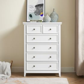 Modern 6 Drawers Dresser 6 Drawers Cabinet,Chest of Drawers Closet Organizers and Storage Clothes Storage Drawers Cabinet for Living Room (Color: White, Material: MDF)