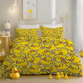 Duvet Cover Set: Kids Yellow Ducks Themed Brushed Microfiber Bedding for Boys Girls Room- Little Plastic Rubber Duck Print Comforter Cover with 2 (Color: Yellow, size: Twin)